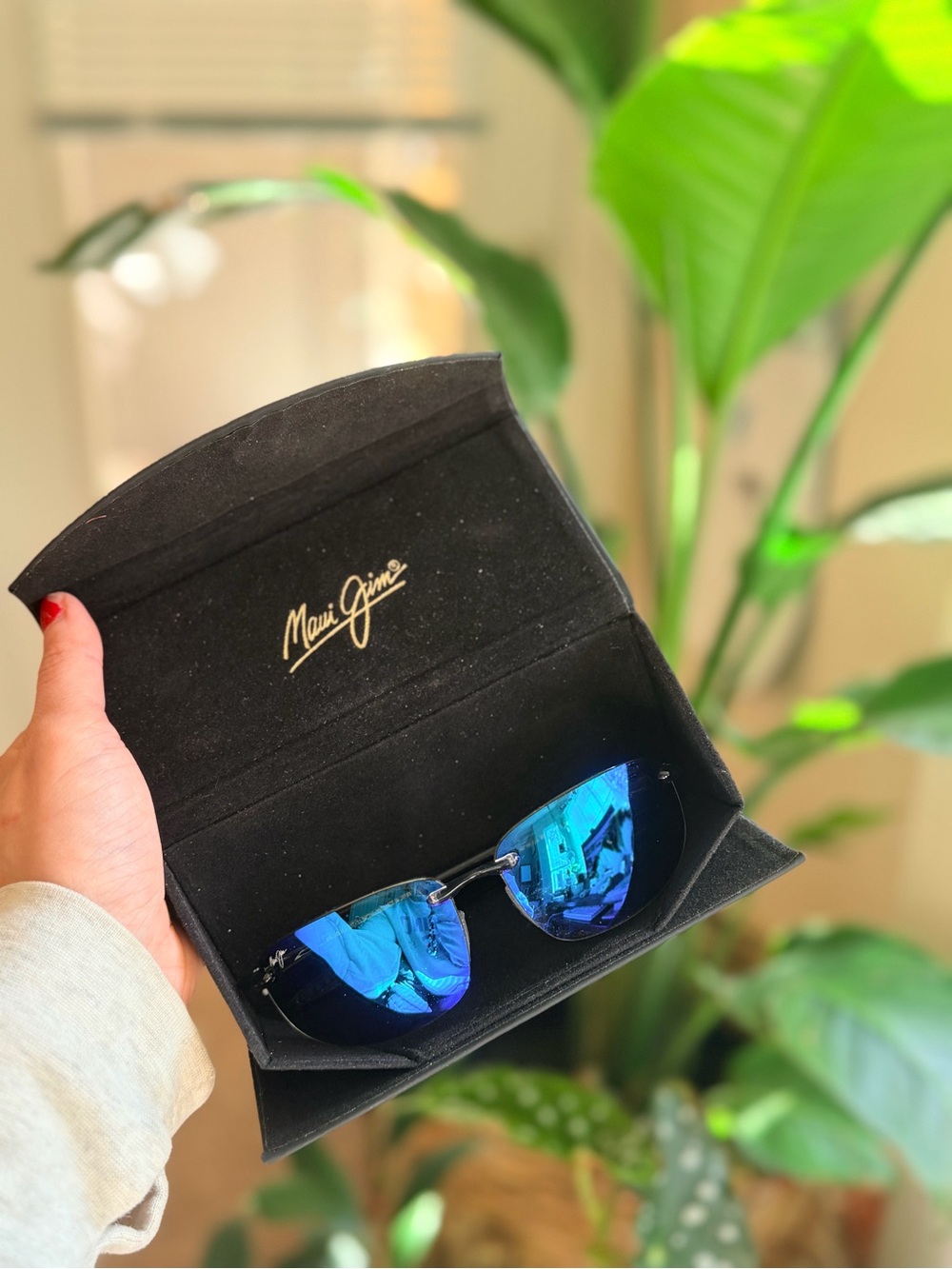 Maui Jim Ho'okipa Blue Mirrored Lenses with Black Case